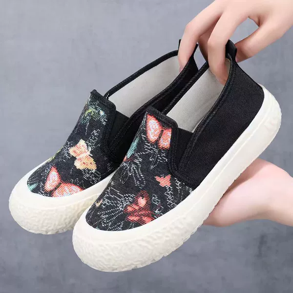 Butterfly black single shoes