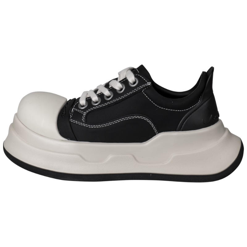 Chaussures en cuir noir mat pour femmes, chaussures décontractées noires à lacets, semelle épaisse augmentant la hauteur, retournées_voghion.com