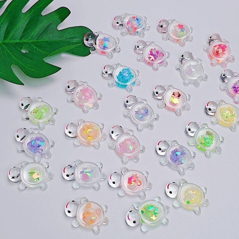 新しい発光透明スパンコールカメかわいい diy クリーム接着剤アクセサリーデスクトップ車の装飾品子供の流行のおもちゃ|undefined