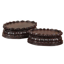 实木黑檀椭圆莲花观音佛像香炉文玩摆件底座供奉财神奇石底座木托