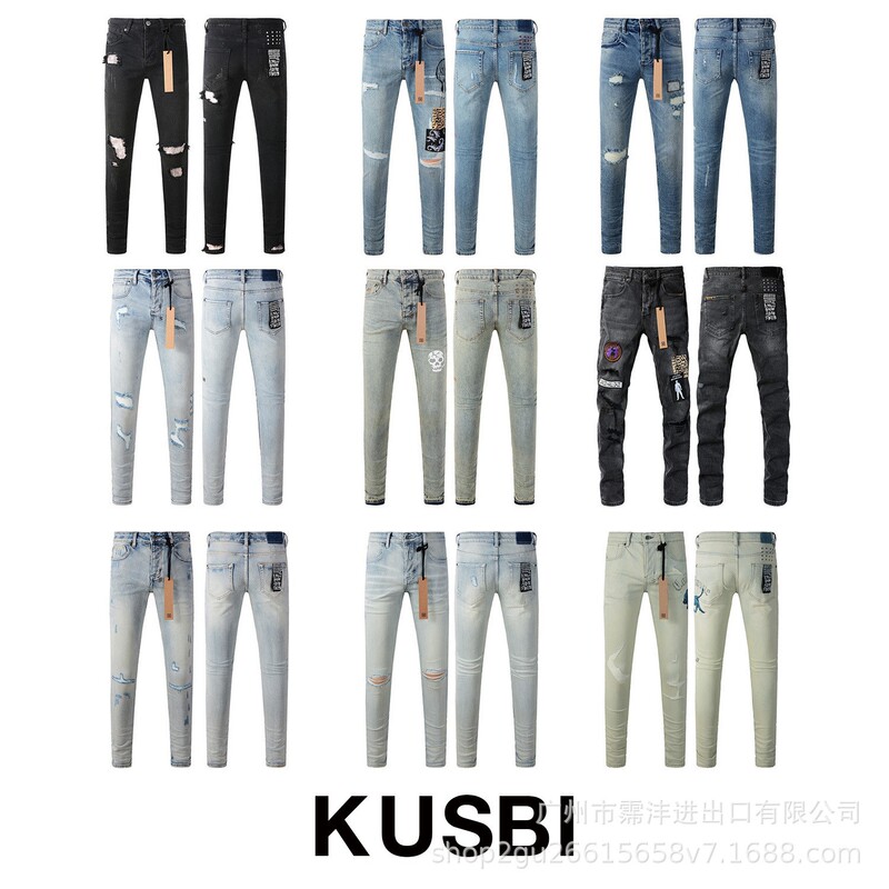 Factory Wholesale Export Exclusively for Ksubi Men's Jeans, Summer Trendy Retro Straight Loose Raw Denim Long Pants