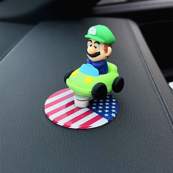 Cross-border New Car Rotary Healing Ornaments Car Cartoon Central Console Mario Drift with Car Ornaments Decompression