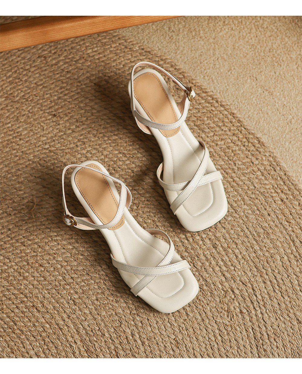 Sandal nữ quai ngang mũi hở gót 5.5 cm phong cách Hàn Quốc — đen chi tiết 15