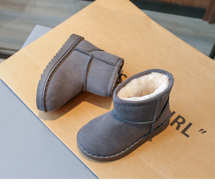 Winter New Children's Shoes Children's 1-16 Year Old Solid Soft Sole Snow Boots Girls' One Step Plush Warm Cotton Shoes_voghion.com