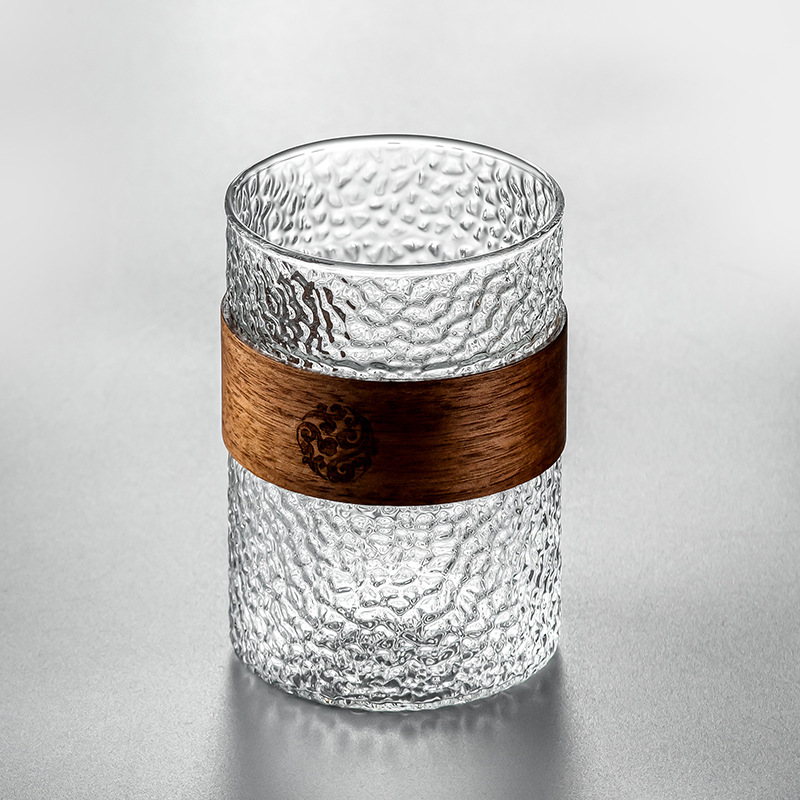 Nuevo chino patrón vertical taza de vidrio hogar de alta temperatura resistente taza de té hervidor de agua traje taza de beber anti-escaldado sala de estar hospitalidad