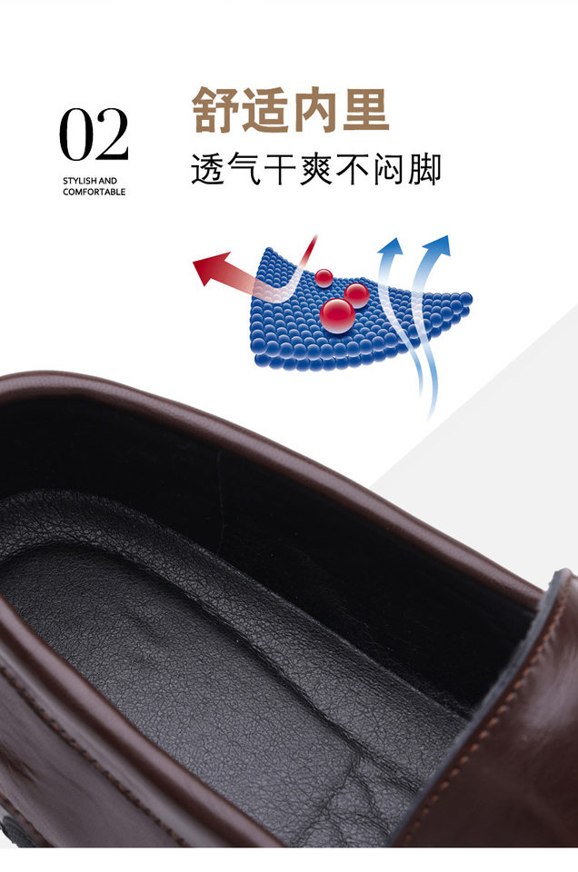 Giày lười nam da bò lớp đầu mũi tròn, gót thấp 1–3 cm, kiểu xỏ chân tiện lợi — G618 màu nâu, G618 màu đen chi tiết 8