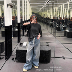 280g高版本MM6 25新款做旧数字logo短袖OS宽松百搭欧美男女T恤