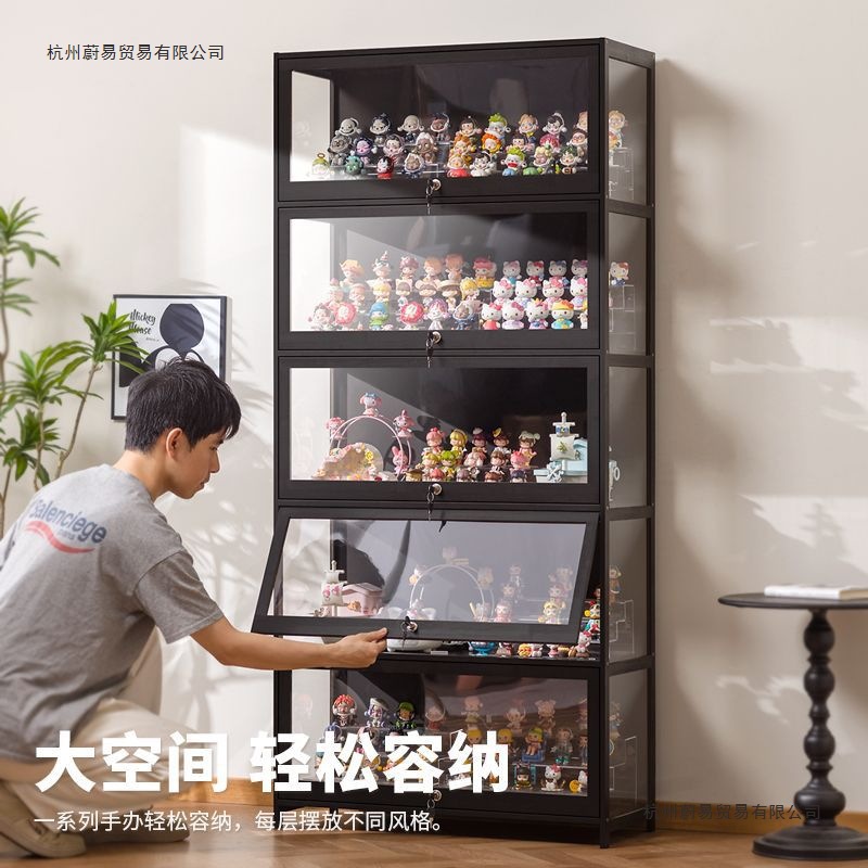带锁手办展示柜亚克力展示架透明防尘模型公仔娃娃盲盒谷子展示盒