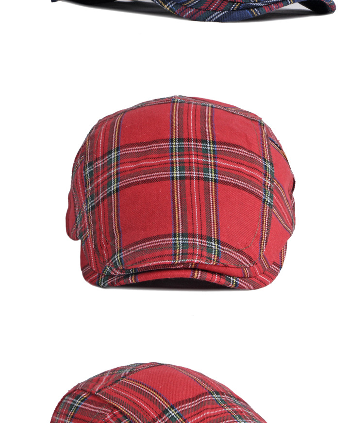 Unisex Thin breathable cap Men's vintage beret Women's bud Cap casual plaid forward hat_voghion.com