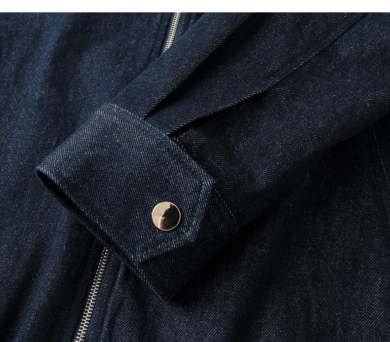 Áo khoác denim nữ dáng thông thường, dài tay, cổ bẻ, có dây rút, phong cách công sở — Màu tím than chi tiết 15