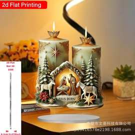 跨境新品2D平面亚克力蜡烛圣诞装饰节日家居礼物办公室桌面装饰