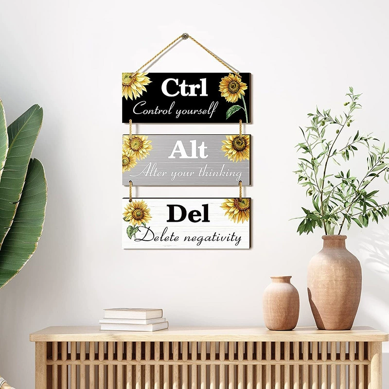 Amazon Подсолнечник вдохновляющее деревянное Listing Офис Ctrl+Alt+Del Дерево Сделано Продажи
