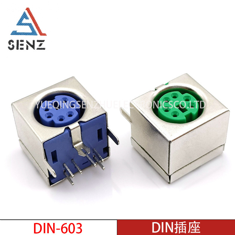 DIN Socket DIN-603 Six Core All-inclusive Shell S Terminal PS2 Socket Mouse Keyboard Socket Green Purple