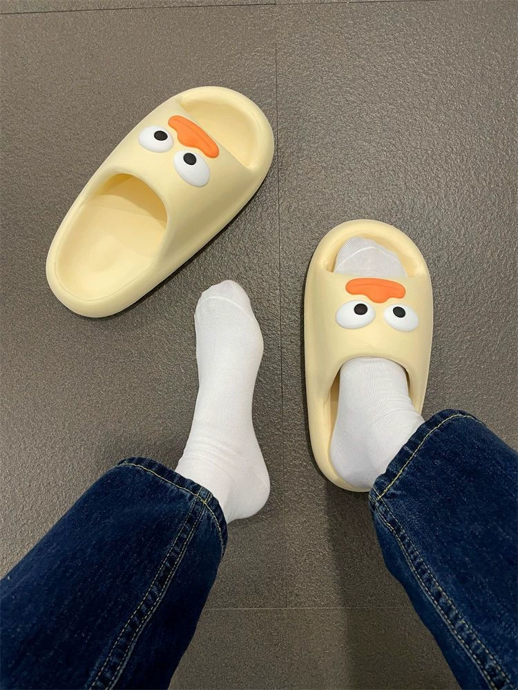Модные мультяшные тапочки, нескользящие домашние обувь в корейском стиле для любимых