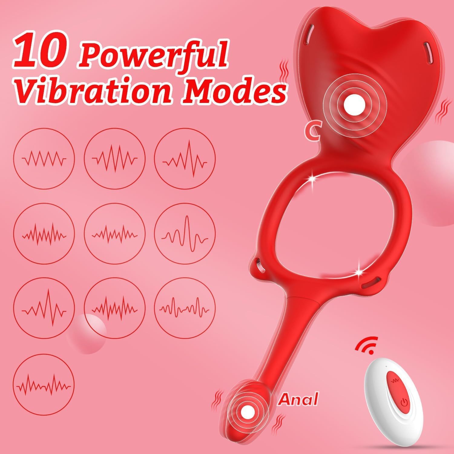Remote-Control Wearable Prostate Massager with App & Remote, Silicone, Red — detail image 7