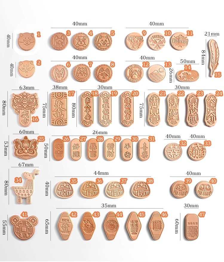 Natural-color vegetable-tanned three-dimensional leather block pendant, hanging decoration, lion dance Dharma keychain, New Year good luck bag, car pendant details Picture