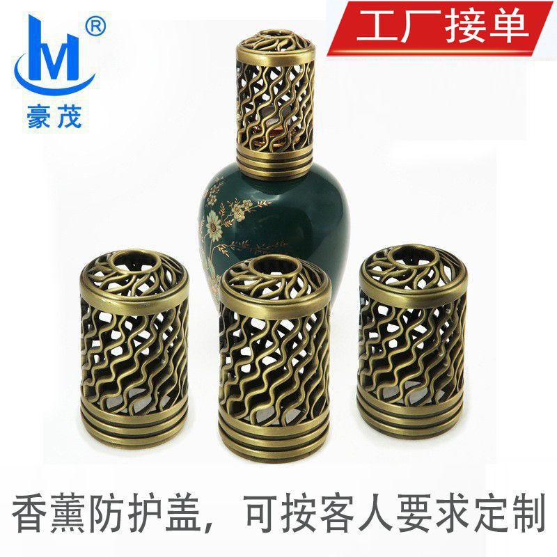 厂家批发聪明盖蜡烛罐内嵌盖创意松果雪花金属香薰蜡烛罐咖啡壶盖