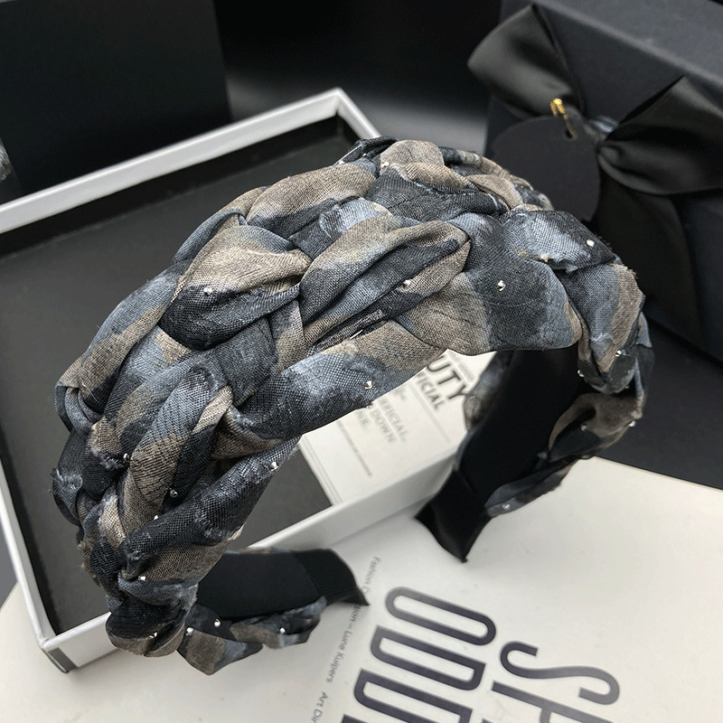 香港風ファッショナブルなホットダイヤモンド編み込みヘアピンとヘアフープ、女性用、高頭蓋、西洋風ヘアバンド、つば広ヘアバンド、洗顔用ヘッドバンド|undefined