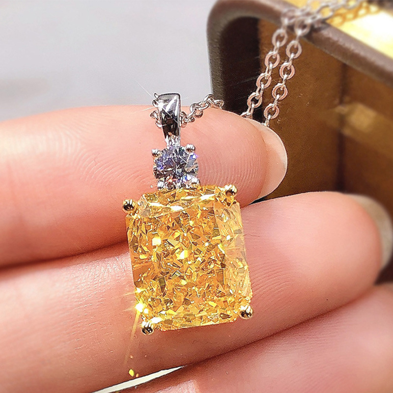 Cao Shi 2022, collana da donna in stile nuovo 8* 10 con diamanti gialli tagliati a ghiaccio, collana con zircone a forma di O_voghion.com