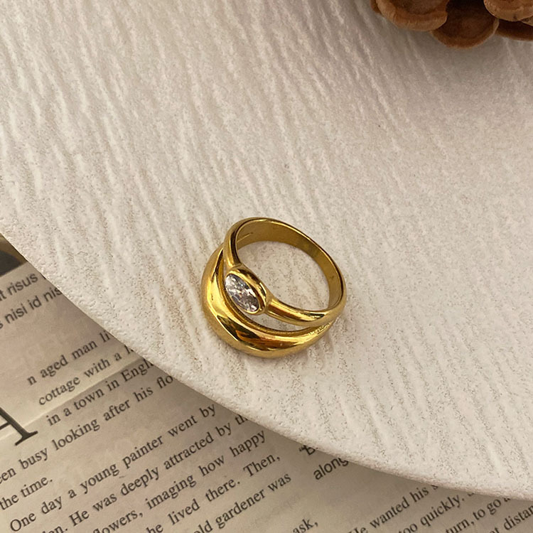 Pearl, Plating Design Ig Style Geometric Titanium Steel Pearl Plating Zircon Rings