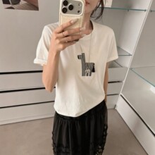 2026春夏新款韩系百搭休闲刺绣小马短袖小衫5286