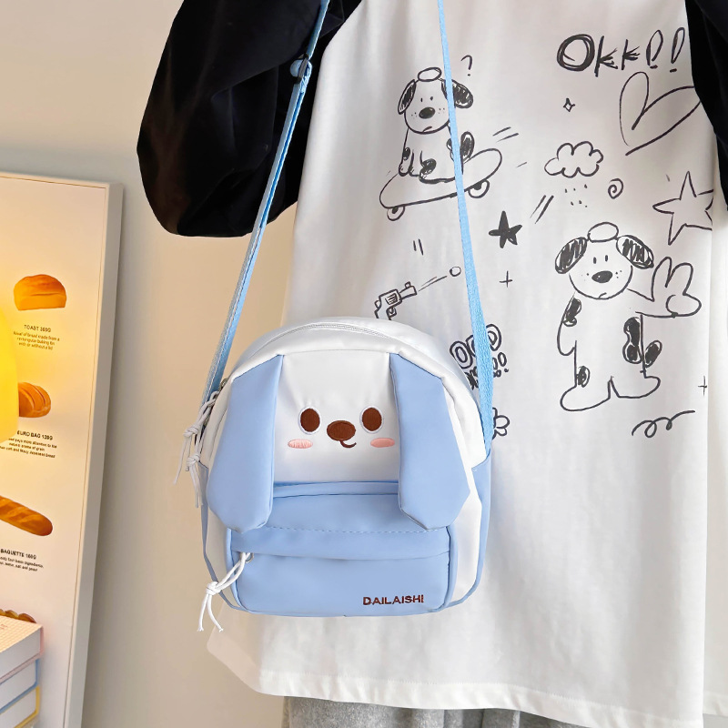 Linda chica de dibujos animados pequeña bolsa de tela pequeña bolsa de mujer INS pequeña frescura estudiante oreja grande bolsa de hombro bolso de teléfono móvil