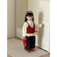 婴儿衣服女童春装韩版套装婴幼儿上衣女宝宝新年红两件套装外出服