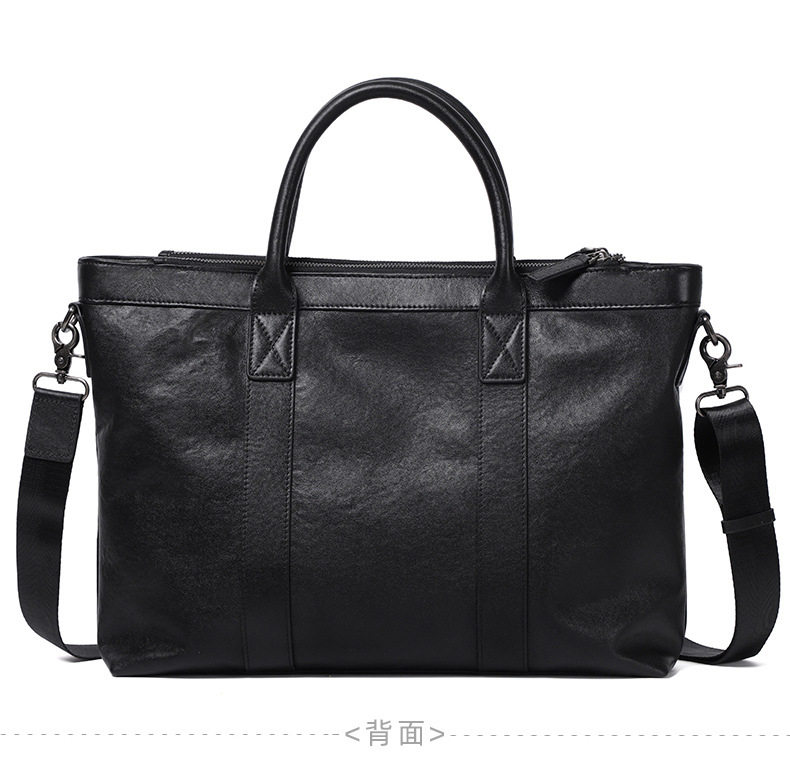 Cặp da nam công sở da bò lớp đầu nhiều ngăn 38×8×28 cm, đeo vai/chéo — Màu đen chi tiết 13