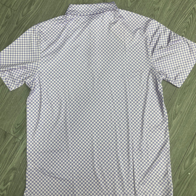 淡紫格纹POLO衫牛奶丝弹力翻领T恤男装女装简约通勤休闲商务定制