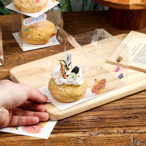 2-inch 3-inch fruit puff box packaging French small cake disposable plastic dessert baking transparent suitcase