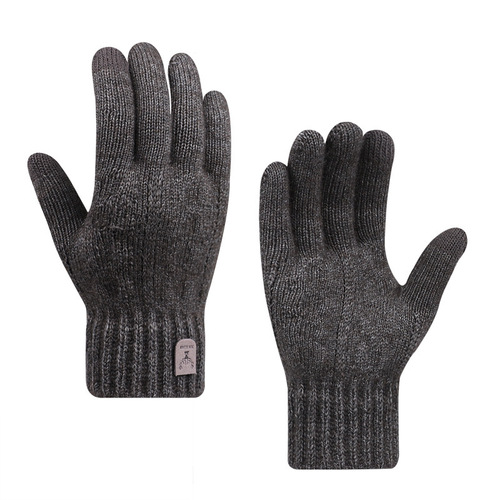 Winter and Spring Alpaca Wool Cycling Gloves with Fleece Lining, Thick and Touch-Sensitive, Unisex Windproof and Warm, Plain Color Knitted Fashion Korean Gloves