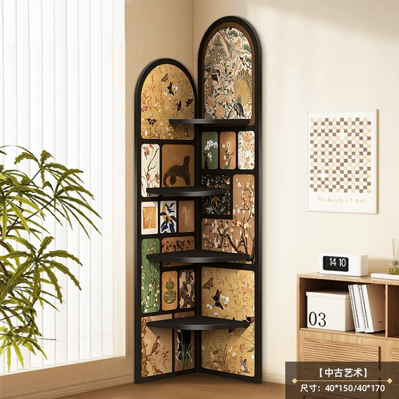 Религиозная? Medieval style floor-standing ornaments living room TV cabinet wall corner cabinet retro storage rack multi-layer triangle cabinet