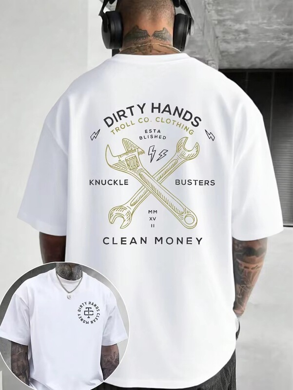 Men's Graphic T-Shirt, Dirty Hands, Clean Money, Everyday Wear, Cotton, Unisex Gift, His Idea, Hers
