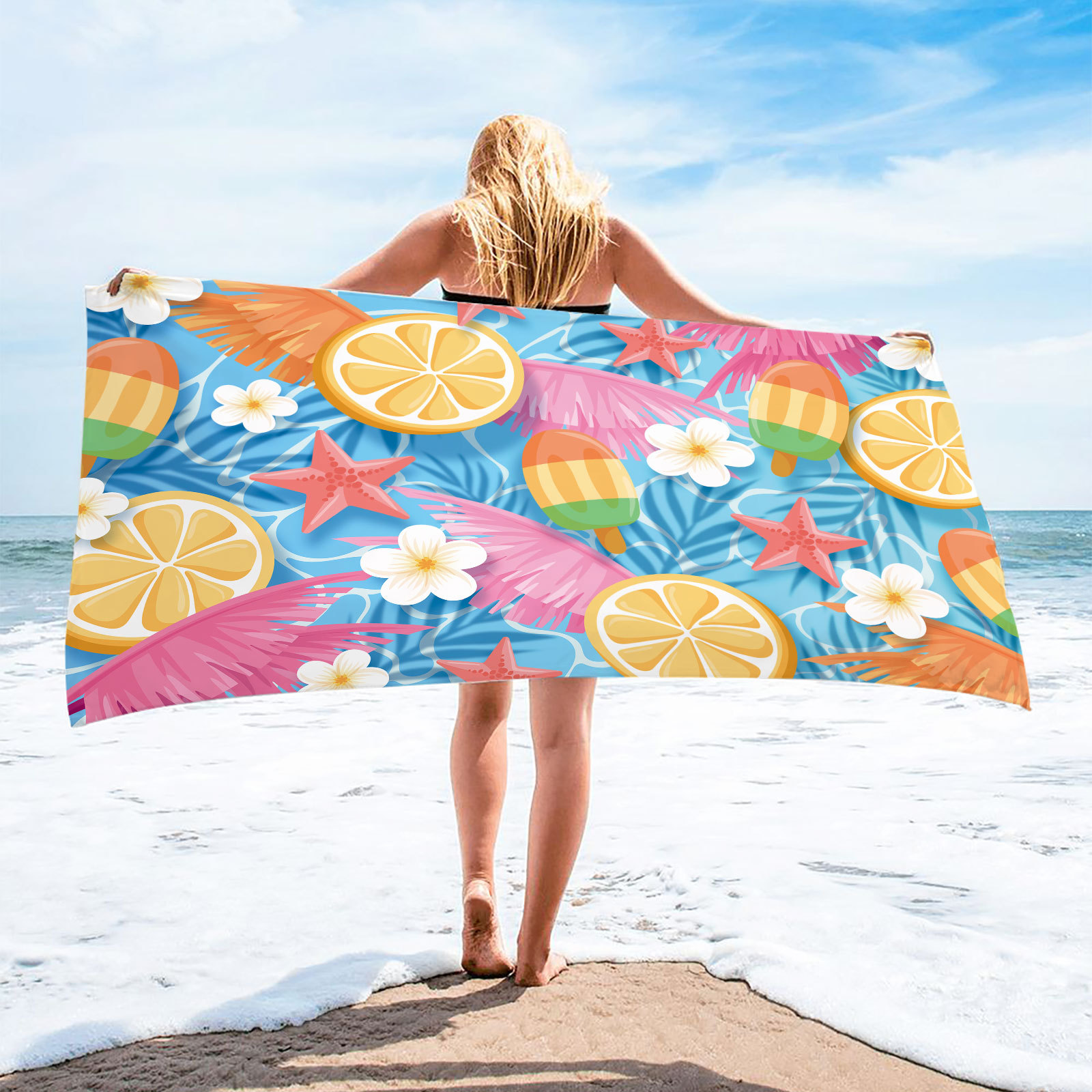Serviette de plage citron impression numérique 3d microfibre_voghion.com