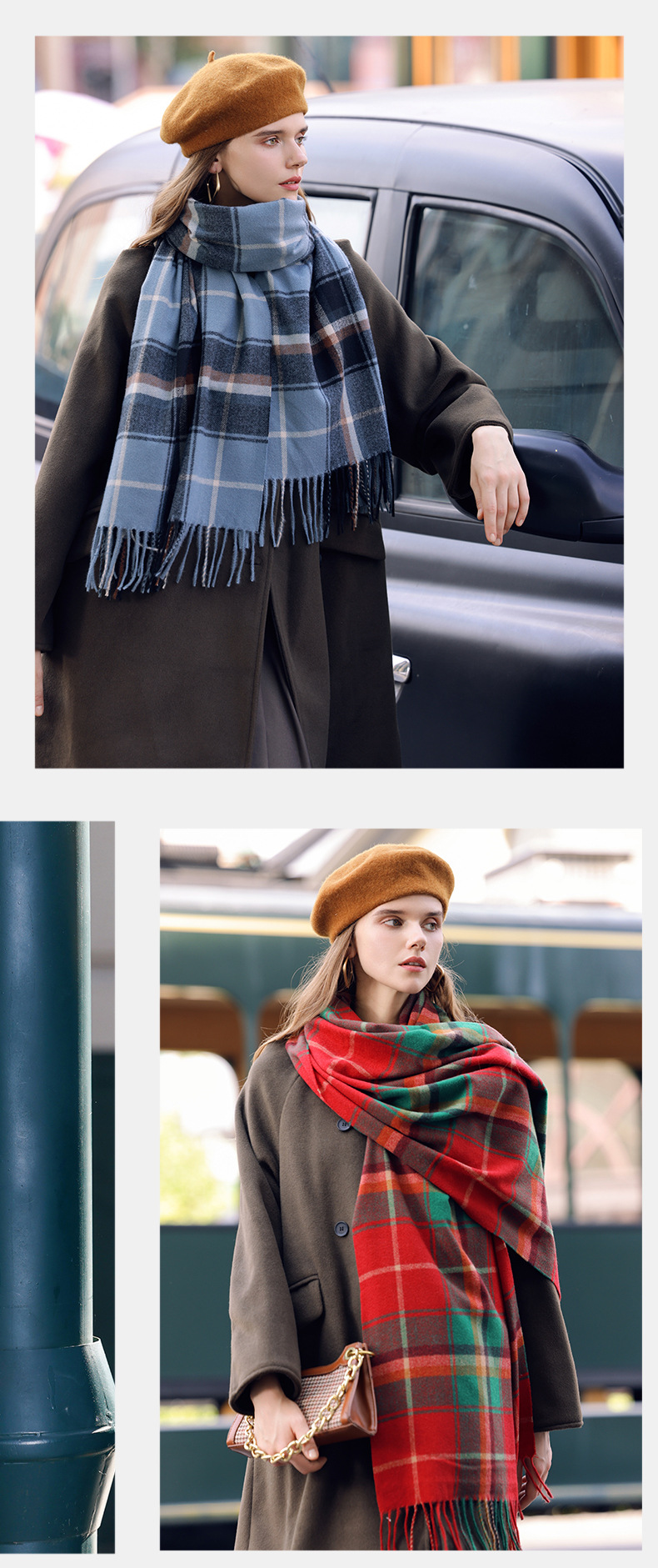 Sciarpa a quadri da donna sciarpa invernale calda ed elegante_voghion.com