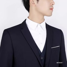 男士假领子衬衫假领多功能衬衣领口百搭打底配毛衣蓝色白色衣领