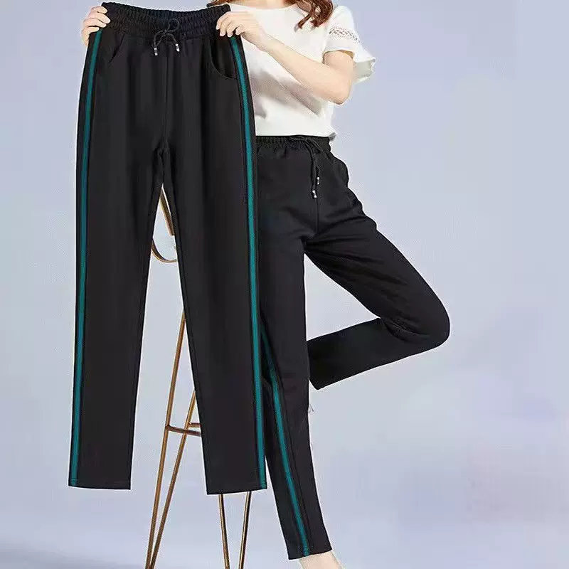 侧条边运动裤女士休闲裤义乌女裤垂感妈妈裤新款天丝棉中老年裤子