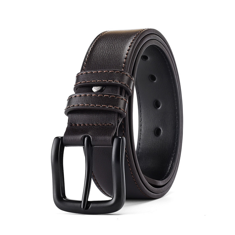 Cinturón casual para hombres hebilla de aleación de zinc sólido hebilla de Cinturón de piel de vaca de dos capas hebilla dorada estilo clásico Retro