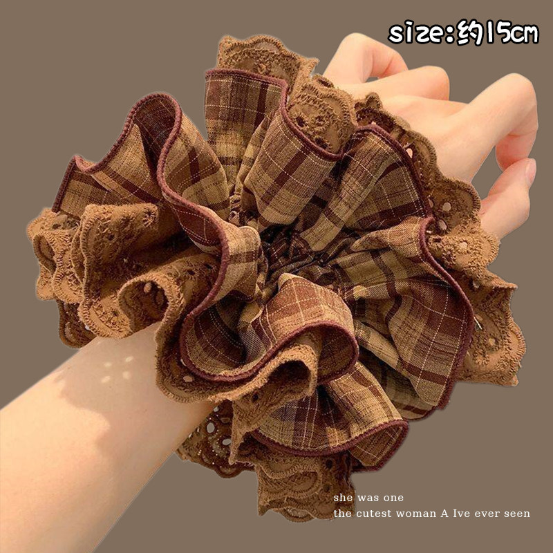 2026 nuevo estilo coreano super grande anillo de pelo intestino grande niñas de alto nivel de sensación de cabello de flores cuerdas de cabello de cordón de goma adornos para el cabello
