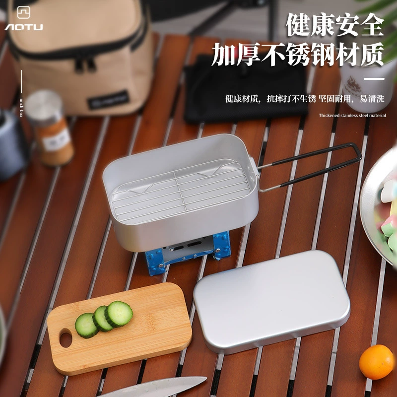 Открытый алюминиевый Ланч-бокс походная посуда портативный обогрев старомодный алюминиевый сплав горшок Пикник Кулинария артефакт