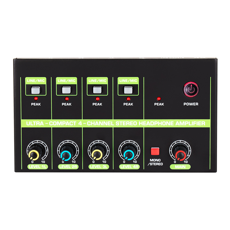 4 채널 오디오 믹서 4 채널 미니 신호 믹서 DJ 오디오 신호 리버브 악기 마이크 익스텐더