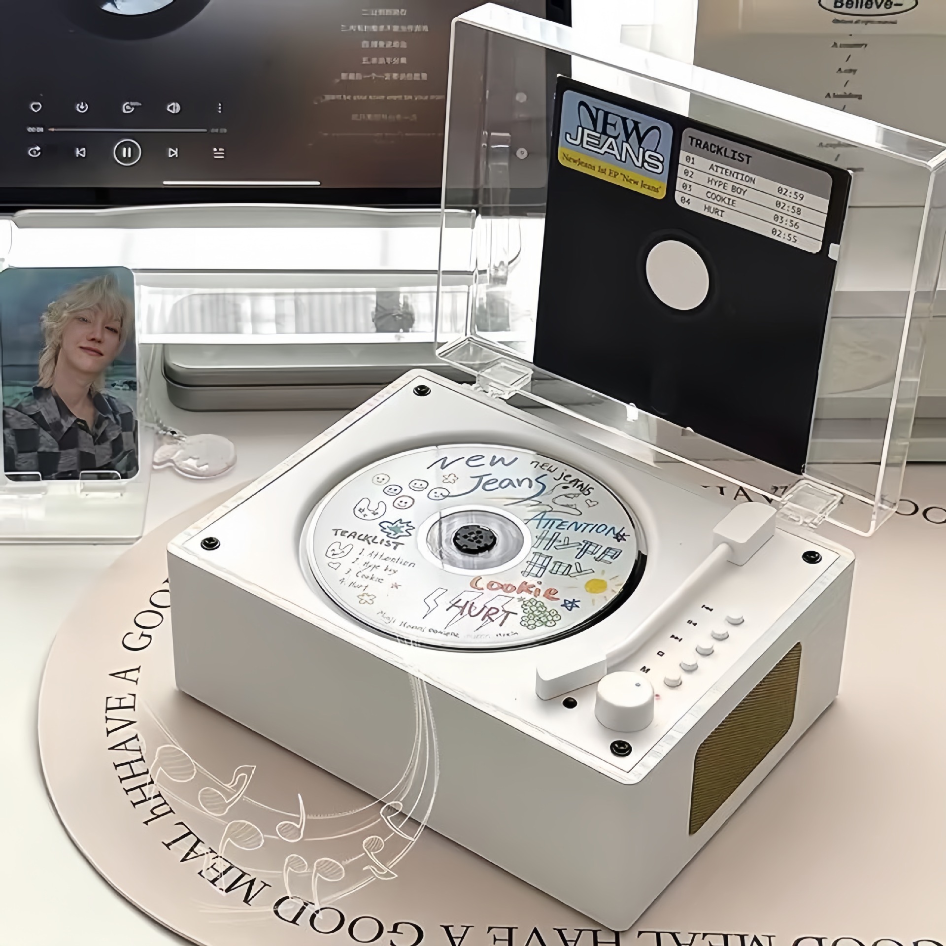 レトロギフト CD プレーヤー音楽アルバム USB フラッシュドライブプレーヤー屋外充電ポータブルワイヤレス Bluetooth スピーカーギフト
