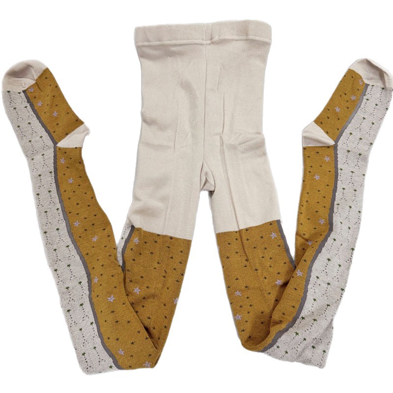 9402在庫あり卸売 日本製ジャカード織り配色保温レギンス 秋冬ニットジャカード糸パンスト 女性用