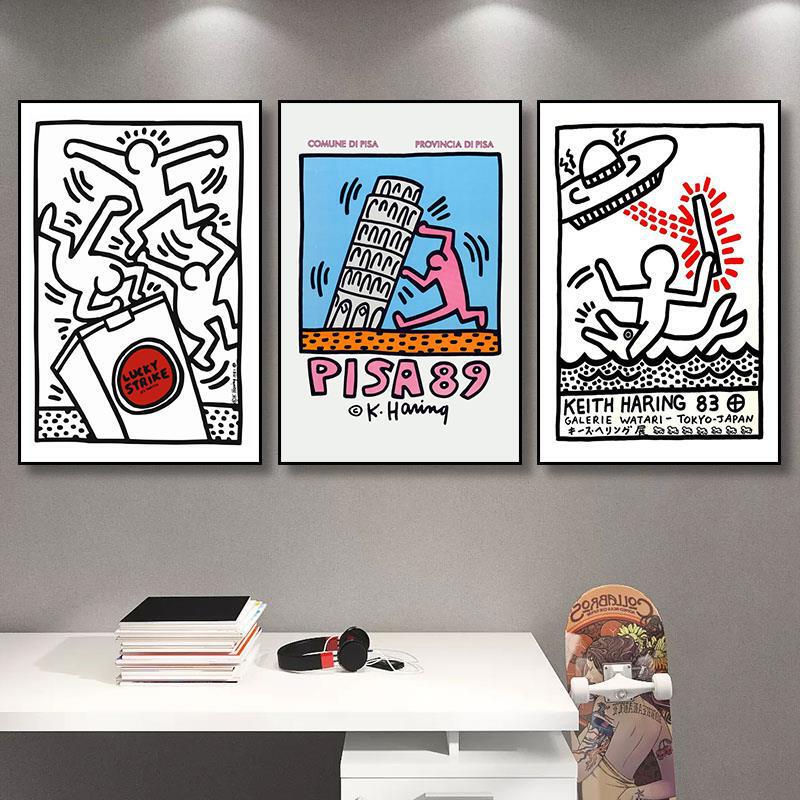 Keith Haring Decorative Painting Hanging Pop Style Art Trend Bedroom Keith Haring Kuso Mural