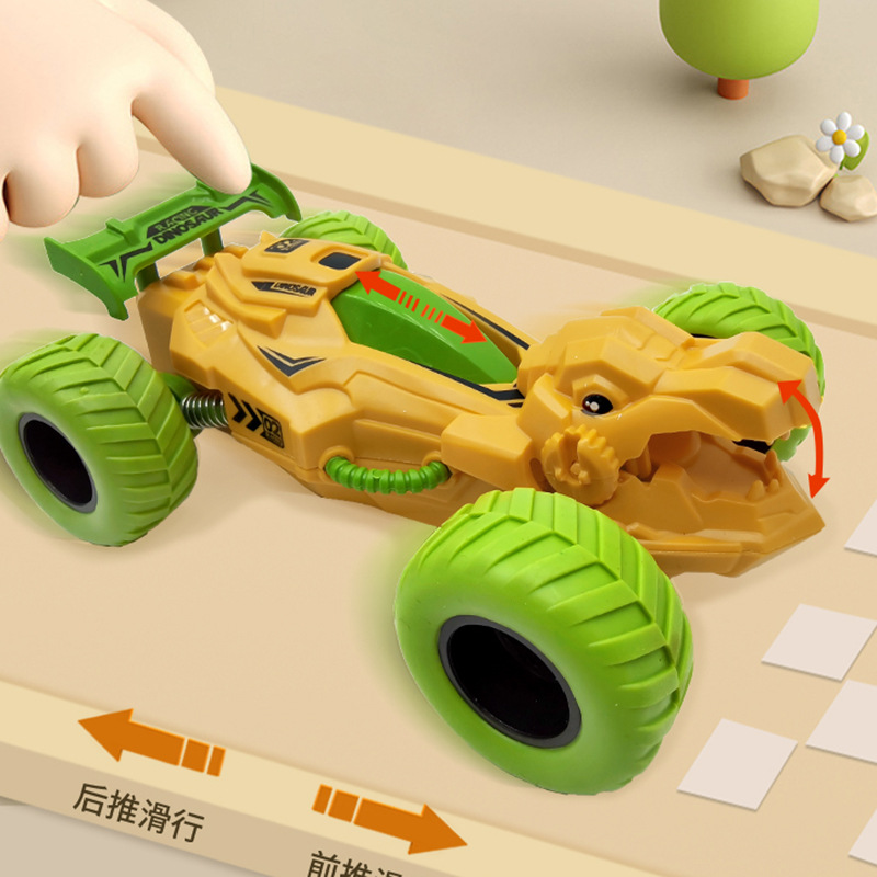 Dibujos animados para niños dinosaurio coche de inercia truco 360 modelo de juguete giratorio coche de dinosaurio juguete transfronterizo suministro al por mayor