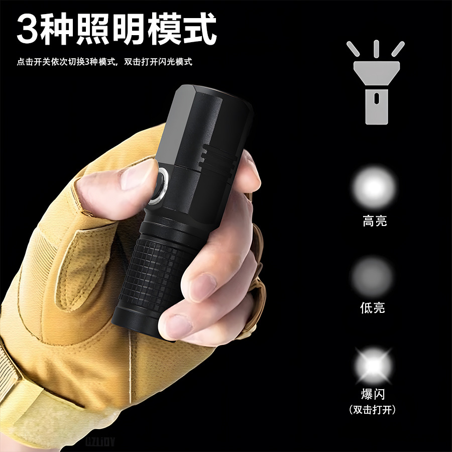 Lintera de luz intensa transfronteriza pesca nocturna ultra brillante de largo alcance mini portátil recargable al aire libre linterna de luz intensa