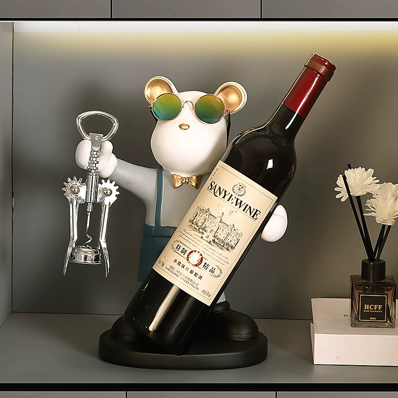 Креативная медвежья стойка для вина Украшение Современный легкий роскошный винный шкаф украшения дома Высококачественный креативный гостиный кабинет