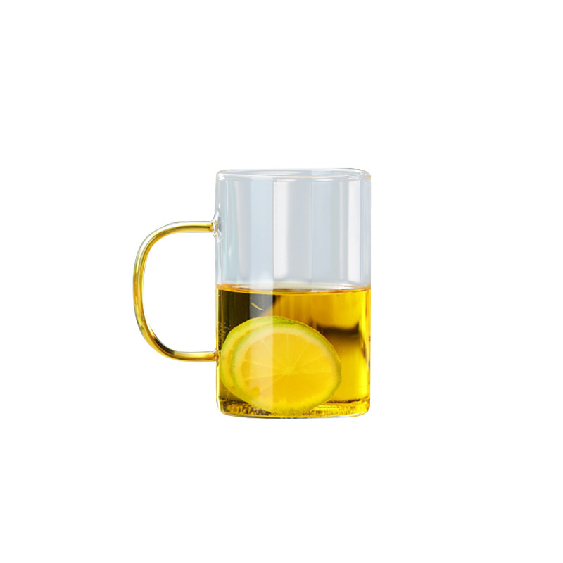 Manija de color taza de agua de una sola capa de alta borosilicona vidrio simple casero gran capacidad bebida de jugo taza de bebida fría