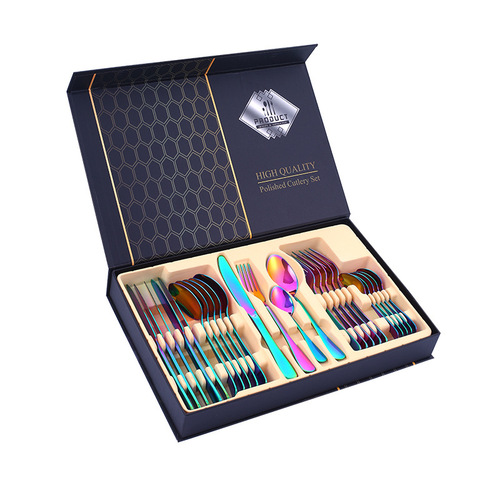 Stainless Steel 1010 Series Western Tableware Cross-border Amazon Steak Knife Fork Spoon 24-Piece Gift Box Set