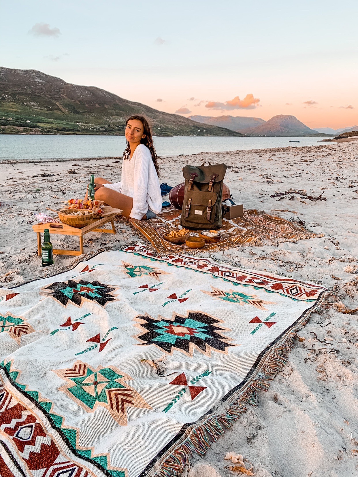 Vanlife露营装备房车北欧美式乡村休闲棉毯装饰毯毛毯沙发毯地毯
